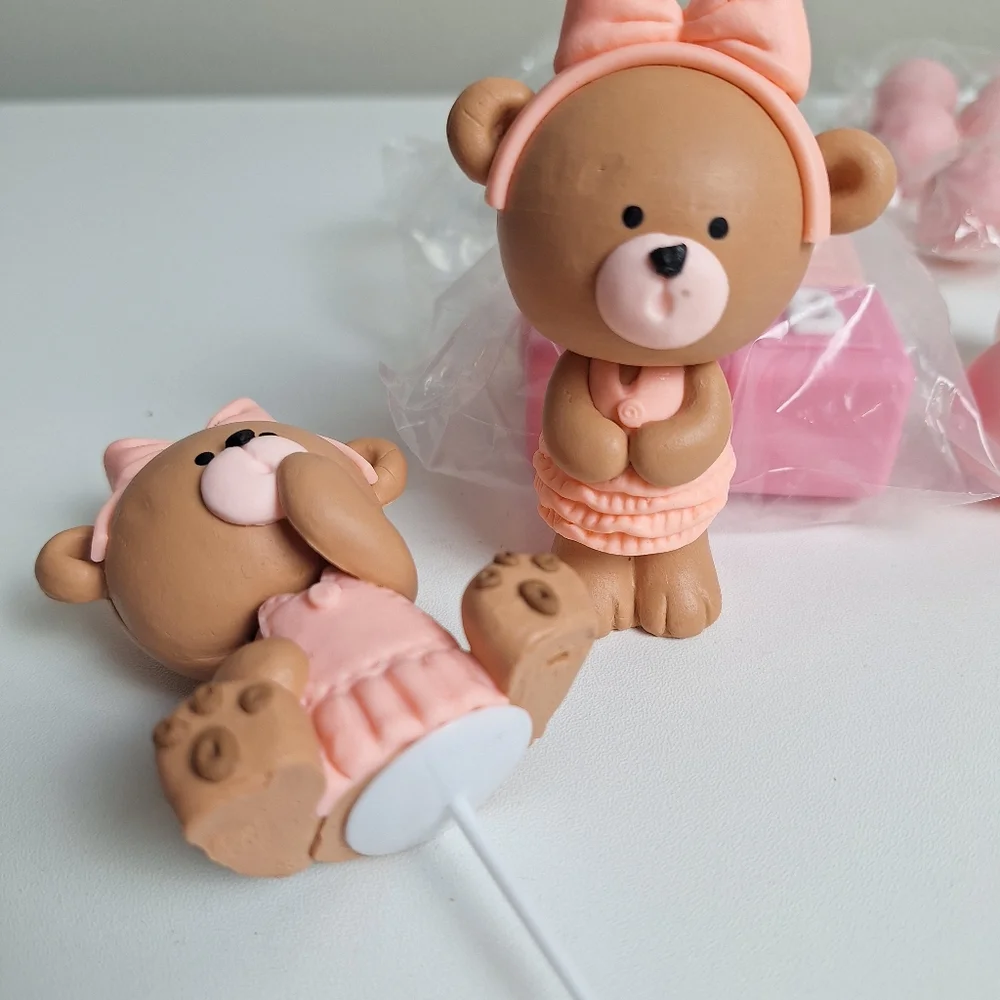 27 Pcs Teddy Bears Birthday Cake Toppers Decorations Baby Girl